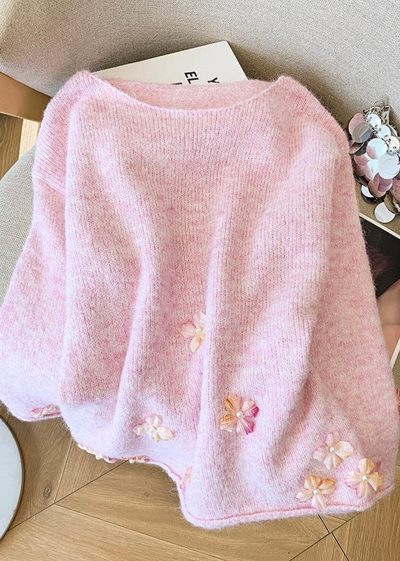 Chiara Floral Oversized Sweater In Pink
