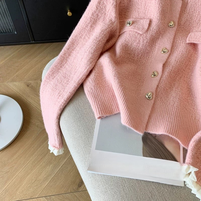 Gia Cute Heart Cardigans in Pink