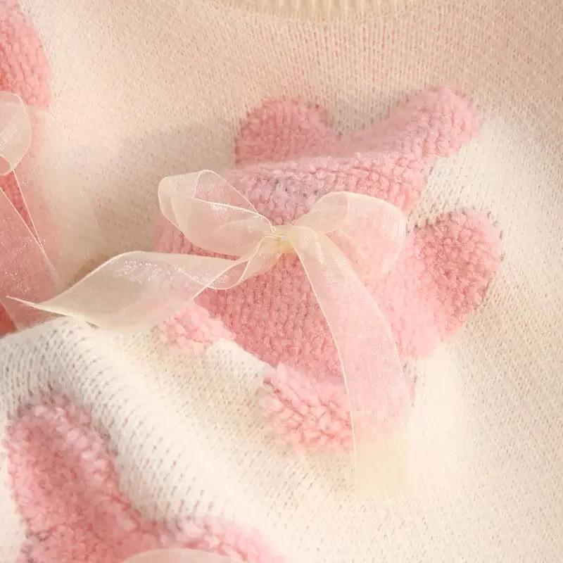 Riven Cute Woolen Sweater In Pink
