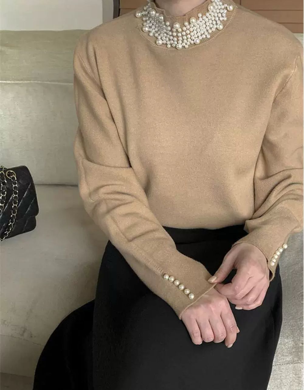 Femella Pearl Detail Luxe Sweater